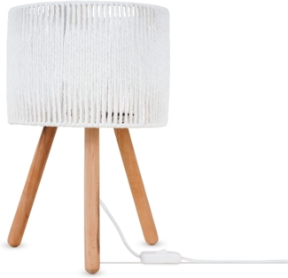 Paco Home Tischleuchte PITA, ohne Leuchtmittel, Nacht Schreib Lampenschirm Boho Holz Stativ E27