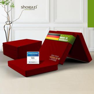 SHOGAZI Klappmatratze 100x200 x 12 cm, Gästematratze klappbar Made in Germany, Faltmatratze VERGLEICHSSIEGER, ultimativer Schlafkomfort, einfaches Waschen, Faltbare Matratze (Weinrot)