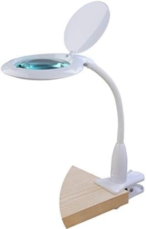 Semplix LED Lupen-Tischleuchte weiß (Linse 127 mm/ dimmbar/ Tischklemme)