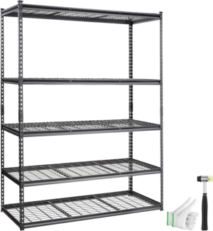 VEVOR Lagerregal 5-stufig verstellbar 907,2 kg Kapazität Garagenregale, Metall-Organizer Drahtregal schwarz 152,4 x 61 x 198,1 cm für Küche, Speisekammer Keller Badezimmer Wäscheschrank