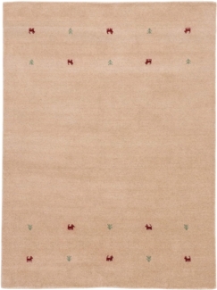 carpetfine Wollteppich Gabbeh Uni, reine Wolle, Beige, 60x90 cm, rechteckig