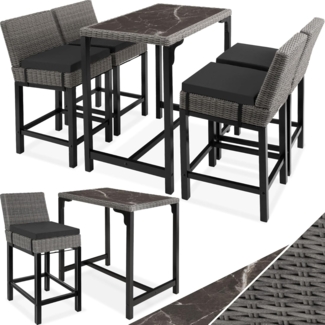 tectake Sitzgruppe Rattan Tisch Kutina mit 4 Stühlen Latina, (Set, 5-tlg), Hochwertiges Geflecht aus UV-beständigem Polyrattan