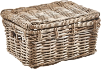 Kobolo Truhe Rattantruhe Kiste aus Rattan in kubu grey - klein (1 Stück, 1 St, mit Aufbewahrungsfach), Trucke mit Deckel