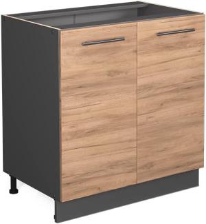 Vicco Küchenschrank Küchenmöbel Küchenzeile Fame-Line modern Küche Einbauküche Blende Unterschrank Hochschrank Hängeschrank (Anthrazit-Goldkraft, Unterschrank 80 cm)