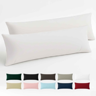 Kissenbezug 40x145 Baumwolle Renforcé (2er-Set) - Weiss - Dicht gewebt mit 57 Fäden/cm² - Kissenbezug 40x145 cm - Oeko Tex Zertifiziert - Dreamzie