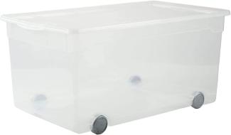 Rotho Aufbewahrungsbox Clear mit Rollen inkl. Deckel 63 L transparent