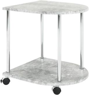Beistelltisch auf Rollen chrom betonoptik 42x40x45cm