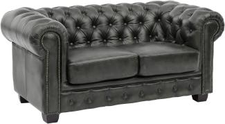 Sofa Chesterfield 2-Sitzer Echtleder grün