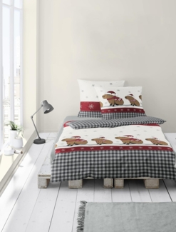 Bettwäsche Bierbaum Biber 4168-10 Capybara Natur Grau Rot 135x200