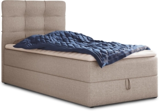 Boxspringbett Best Mini mit Bettkasten und Matratzentopper - Einzelbett mit Bonell-Matratze und Topper, Polsterbett, Bett, Schlafzimmer (Beige (Inari 22), 100 x 200 cm)