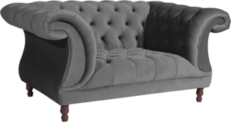 Ivette Sessel Samtvelours Anthrazit Buche Nussbaumfarben