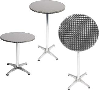 2 Stück Bistrostehtisch rund Silber Ø60cm H70/110cm Höhenverstellbar