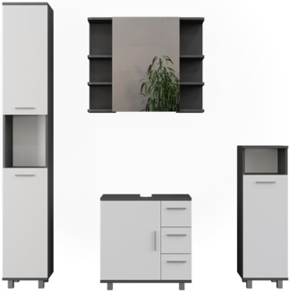 Badmöbel-Set Ilias Anthrazit/Weiß 4 Teile Vicco