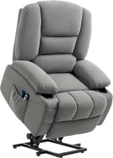 HOMCOM Relaxsessel mit Aufstehhilfe, Liegefunktion, Wärmefunktionen, Massagefunktion (Kord, 1-St, TV-Sessel), mit Seitentasche und Fernbedienung, Dunkelgrau
