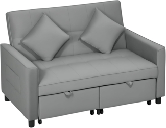 HOMCOM Schlafsofa 4-in-1 Sofa, Verstellbare Couch, Sofabett 1 Teile, für Wohnzimmer, Schlafzimmer, Grau