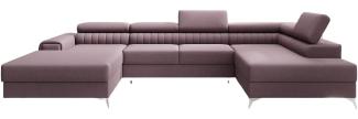 Designer Sofa Collina mit Schlaf- und Klappfunktion Stoff Rosé Rechts