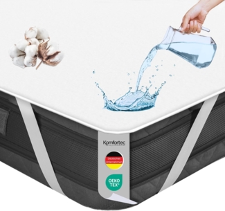 Komfortec Matratzenschoner 140x200 cm aus Baumwolle, wasserdichte und Atmungsaktive Matratzenauflage, Oeko-TEX, Anti Allergie, ohne Knistern