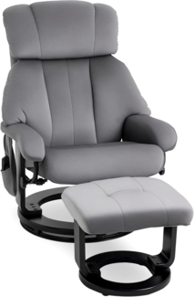HOMCOM Massagesessel Fernsehsessel, Hocker, aus Kunstleder, Kann sitzen, um 360° drehen (Relaxliege, 2-St, Massagestuhl), für Wohnbereich, Grau
