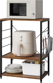 Standregal aus Holz & Metall mit 3 Ablagen für Küche schwarz-vintage