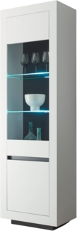 Vitrine Rooky in weiß und anthrazit 64 x 206 cm