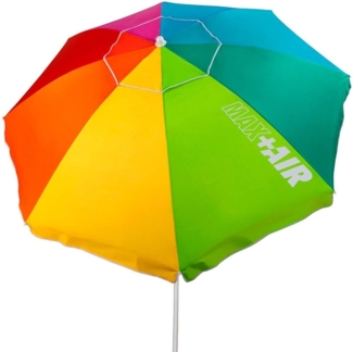 AKTIVE Strandschirm 220 cm, großer Sonnenschirm, belüftetes Dach, 28-32 mm Mast, UV 50 Schutz, mehrfarbiges Design, inkl. Aufbewahrungstasche (62222)