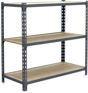 Simonrack Schwerlastregal, Lagerregal, 100x80x50 cm, Metallregal, Kellerregal, Biegestelle 150 kg, 3 Holzfachböden, Grau/Holz - Maderclick