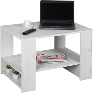 RICOO Couchtisch mit Stauraum 72 x 50 x 50 cm, Couchtisch Holz, Wohnzimmertisch für Couch weiß Eiche – WM090-EP - Tisch Wohnzimmer Tisch, Sofatisch, Coffee Table, Couchtisch klein