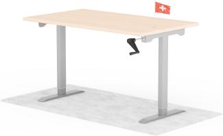 manuell höhenverstellbarer Schreibtisch EASY 140 x 60 cm - Gestell Grau, Platte Eiche