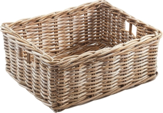 Kobolo Aufbewahrungskorb Rattankorb eckig Rattan kubu grey groß 52x40x20 cm (1 St)