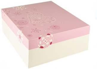 15 Tortenkartons, mit Deckel, Pappe eckig 30 x 30 x 13 cm weiss/rosa "Lovely Flowers"