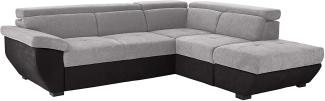 Mivano Schlafsofa Speedway / Moderne Eckcouch mit Schlaffunktion, Stauraum und verstellbaren Kopfteilen / 262 x 79 x 224 / Zweifarbiger Bezug, argent/black