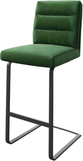 Barstuhl Pela-Flex Samt Grün Freischwinger flach Metall
