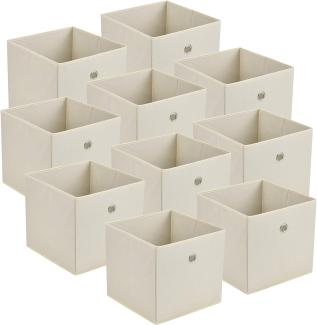 Faltbox 10er-Set 30 x 30 x 28 cm Vliesstoff Beige en. casa