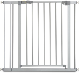 Hauck Stop'n Safe 2 Treppengitter, inkl. 9 cm Verlängerung, 84-89 cm, ohne Bohren, erweiterbar mit Verlängerungen von 9 cm und 21 cm, kombinierbar mit Y-Spindeln, beidseitig schwenkbar, silber
