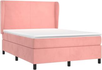 vidaXL Boxspringbett mit Matratze Rosa 140x190 cm Samt 3129092