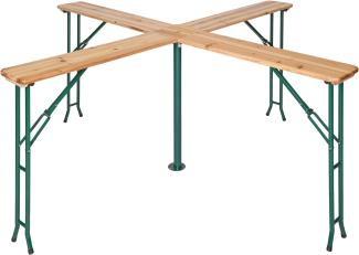 tectake® Stehtisch Quattro als Bierzeltgarnitur, XXL Biertisch aus Holz, klappbar, Outdoor Klapptisch mit Sonnenschirmhalterung, wetterbeständiger Gartentisch, Platz für 20 Personen, robust und stabil