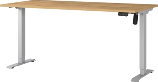 Germania Schreibtisch 8024-638, in Grandson-Eiche-Nb./Silber, elektr. höhenverstellbar, 160 x 119 x 80 cm (BxHxT)