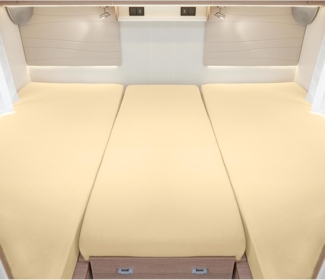 BettwarenShop Wohnmobil Wohnwagen Heckbett Spannbetttuch-Set 3-teilig|2 Längsbetten + Mittelteil| saharaBettwarenShop Wohnmobil Wohnwagen Heckbett Spannbetttuch-Set 3-teilig