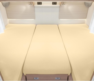 BettwarenShop Wohnmobil Wohnwagen Heckbett Spannbetttuch-Set 3-teilig|2 Längsbetten + Mittelteil| saharaBettwarenShop Wohnmobil Wohnwagen Heckbett Spannbetttuch-Set 3-teilig
