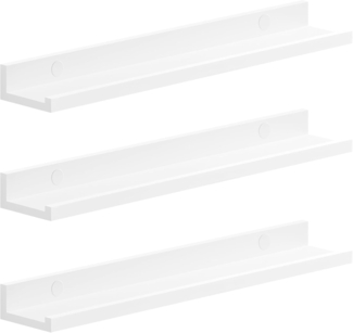 Songmics Wandregal, 3er Set, Schweberegal, 60 cm breit, Regal für Fotorahmen und Dekos, für Wohnzimmer, Arbeitszimmer, Badezimmer, Küche, weiß LWS061W01