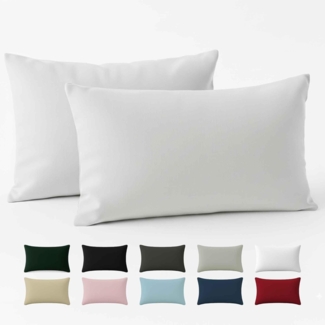 Dreamzie Kissenbezug 40x70 Renforcé Baumwolle (2er-Set) - Weiss - Dicht gewebt mit 57 Fäden/cm² - Kissenbezug 40x70 - Oeko Tex Zertifiziert