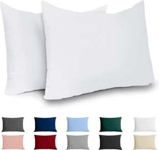 Dreamzie Kissenbezug 40x70 Renforcé Baumwolle (2er-Set) - Weiss - Dicht gewebt mit 57 Fäden/cm² - Kissenbezug 40x70 - Oeko Tex Zertifiziert