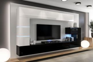 Furnitech AN89 New Modernes Wohnzimmer Wohnwand Wohnschrank Schrankwand Mediawand Möbel (LED RGB 16 Farben, AN89NEW-21WB-HG3)