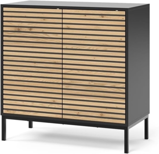 Vicco Kommode Schwarz/Eiche 80x81.2 cm mit 2 Türen, Eliza