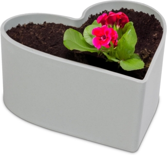 matches21 HOME & HOBBY Blumentopf Herz Pflanzschale Vintage hell-grau 15 x 15 cm Grabschmuck (1 St), Outdoor Blumen-Schale als Garten-Deko wetterfeste Grabschale