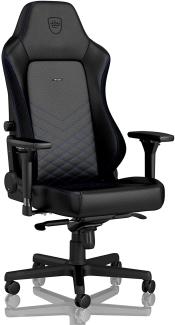 noblechairs Hero Gaming Stuhl 150 kg Belastbarkeit, PU-Kunstleder Bürostuhl Ergonomisch, Schreibtischstuhl Schwarz/Blau, PC Drehstuhl mit Rollen, Gamer Sessel, Inklusive Kissen