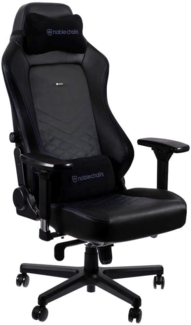 noblechairs Hero Gaming Stuhl 150 kg Belastbarkeit, PU-Kunstleder Bürostuhl Ergonomisch, Schreibtischstuhl Schwarz/Blau, PC Drehstuhl mit Rollen, Gamer Sessel, Inklusive Kissen