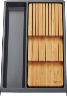 SO-TECH® Schubladeneinsatz SEPARADO Individual (300 x 474 x 51 mm) ab 40cm Schrankbreite (1 St), inkl. Bambus Mehrzweckeinsatz schiefergrau genarbt für bis zu 9 Messer