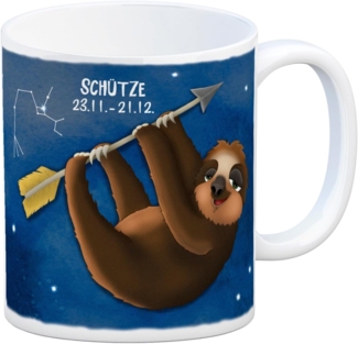 speecheese Tasse Kaffeebecher mit Faultier Sternzeichen Schütze Motiv Becher Tasse