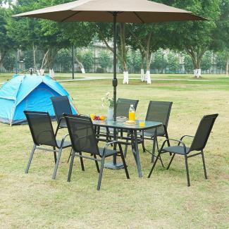 Gartenmöbelset Aradeo 7-tlg. Schwarz [casa. pro]